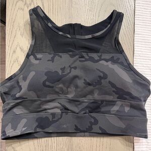 ZYIA High Neck Camo Sports Bra - Black & Grey
